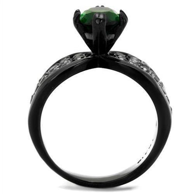 TK1548J - IP Black(Ion Plating) Stainless Steel Ring with Synthetic