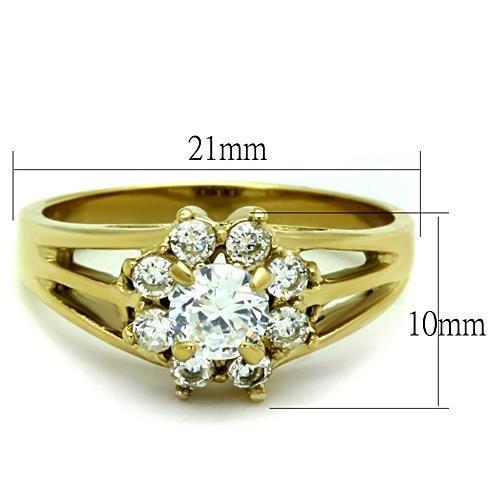 TK1583 - IP Gold(Ion Plating) Stainless Steel Ring with AAA Grade CZ