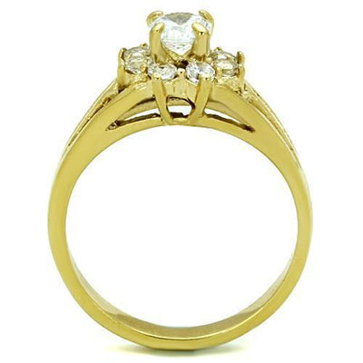 TK1583 - IP Gold(Ion Plating) Stainless Steel Ring with AAA Grade CZ