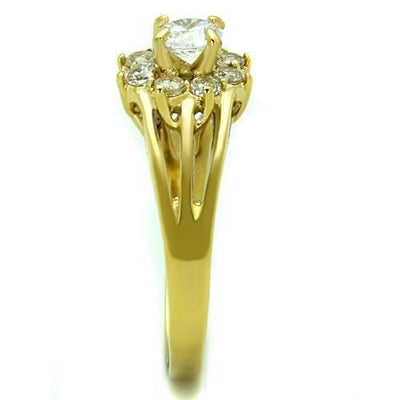 TK1583 - IP Gold(Ion Plating) Stainless Steel Ring with AAA Grade CZ