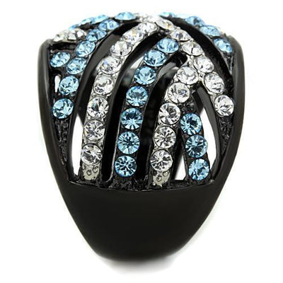 TK1663 - Two-Tone IP Black Stainless Steel Ring with Top Grade Crystal