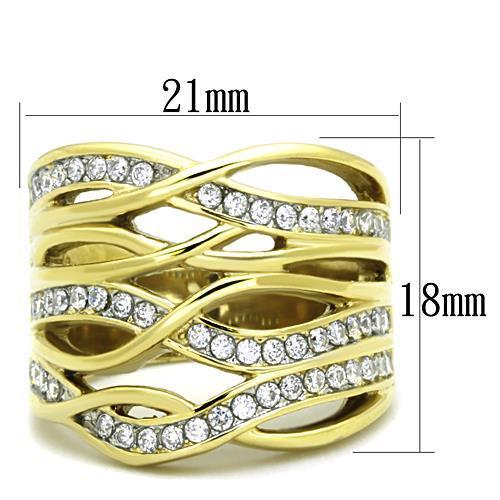 TK1699 - Two-Tone IP Gold (Ion Plating) Stainless Steel Ring with AAA