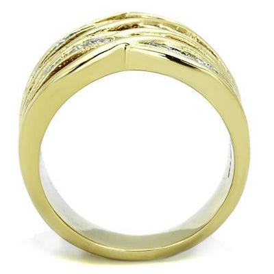 TK1699 - Two-Tone IP Gold (Ion Plating) Stainless Steel Ring with AAA