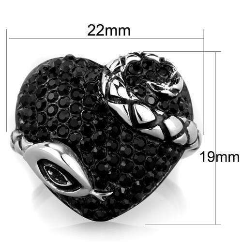 TK1788 - Two-Tone IP Black (Ion Plating) Stainless Steel Ring with Top