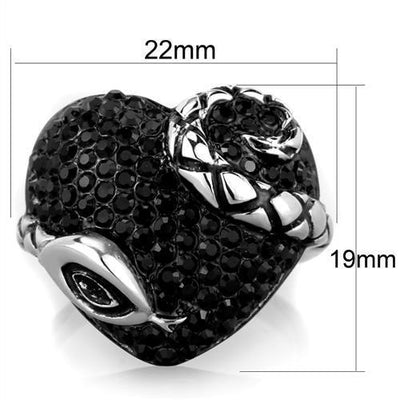 TK1788 - Two-Tone IP Black (Ion Plating) Stainless Steel Ring with Top