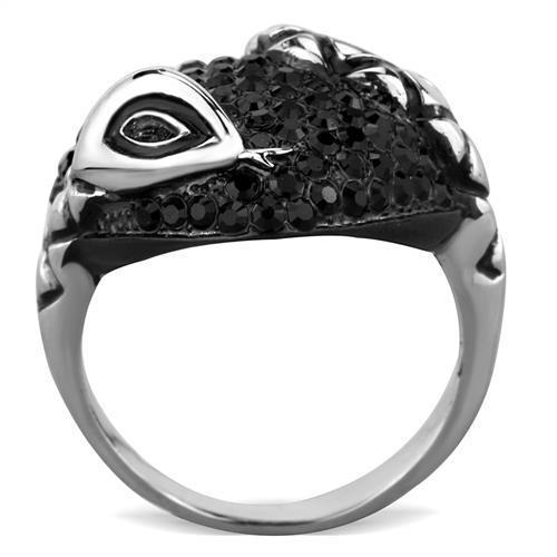 TK1788 - Two-Tone IP Black (Ion Plating) Stainless Steel Ring with Top