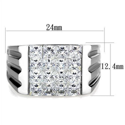 TK1803 - High polished (no plating) Stainless Steel Ring with AAA