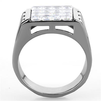 TK1803 - High polished (no plating) Stainless Steel Ring with AAA