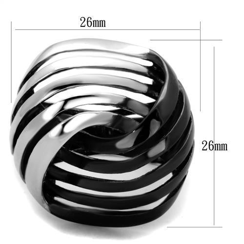 TK1843 - Two-Tone IP Black (Ion Plating) Stainless Steel Ring with No