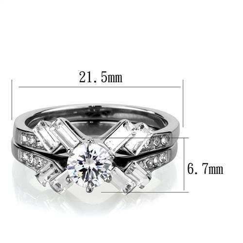 TK1856 - High polished (no plating) Stainless Steel Ring with AAA