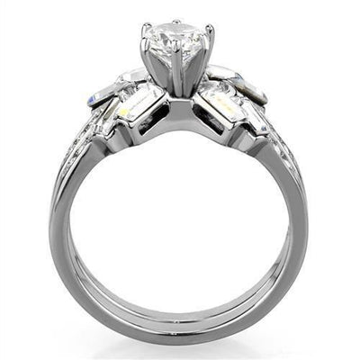 TK1856 - High polished (no plating) Stainless Steel Ring with AAA