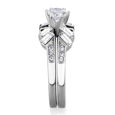 TK1856 - High polished (no plating) Stainless Steel Ring with AAA