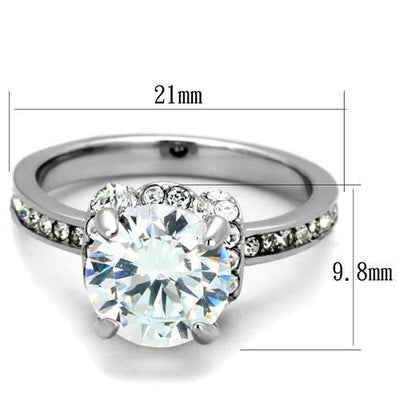 TK1859 - No Plating Stainless Steel Ring with AAA Grade CZ  in Clear