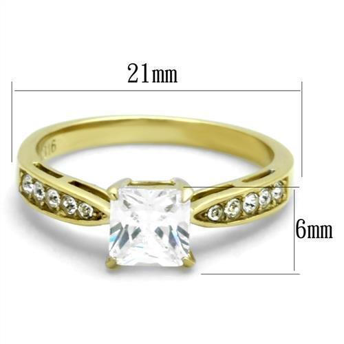 TK1873 - IP Gold(Ion Plating) Stainless Steel Ring with AAA Grade CZ