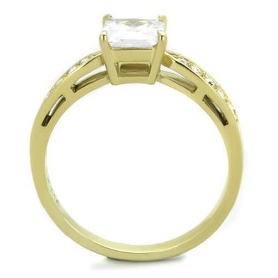 TK1873 - IP Gold(Ion Plating) Stainless Steel Ring with AAA Grade CZ