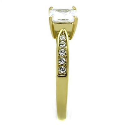 TK1873 - IP Gold(Ion Plating) Stainless Steel Ring with AAA Grade CZ