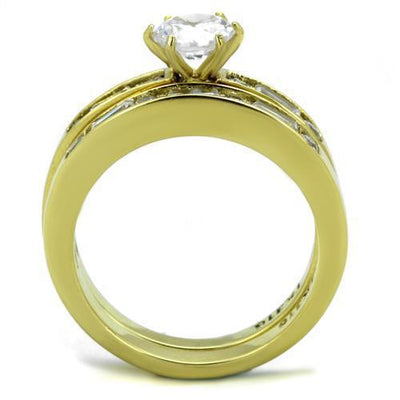 TK1897 - IP Gold(Ion Plating) Stainless Steel Ring with AAA Grade CZ