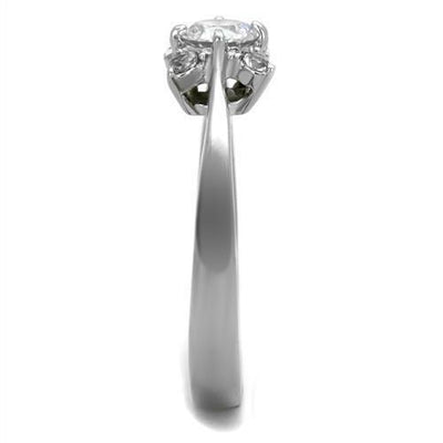 TK2172 - High polished (no plating) Stainless Steel Ring with AAA