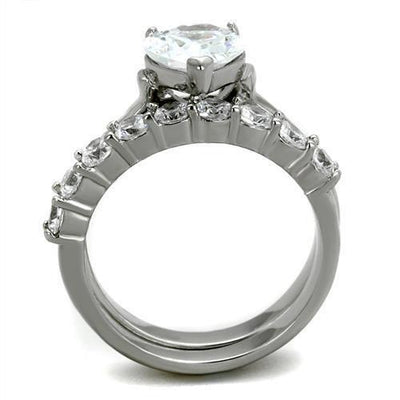 TK2176 - High polished (no plating) Stainless Steel Ring with AAA