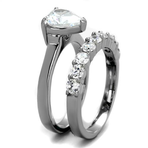 TK2176 - High polished (no plating) Stainless Steel Ring with AAA