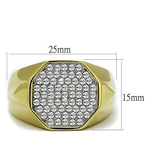 TK2221 - Two-Tone IP Gold (Ion Plating) Stainless Steel Ring with Top