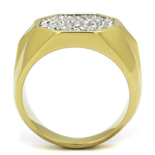 TK2221 - Two-Tone IP Gold (Ion Plating) Stainless Steel Ring with Top