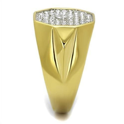 TK2221 - Two-Tone IP Gold (Ion Plating) Stainless Steel Ring with Top