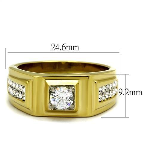 TK2222 - Two-Tone IP Gold (Ion Plating) Stainless Steel Ring with AAA