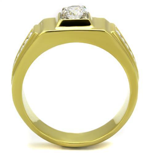 TK2222 - Two-Tone IP Gold (Ion Plating) Stainless Steel Ring with AAA