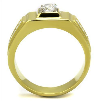 TK2222 - Two-Tone IP Gold (Ion Plating) Stainless Steel Ring with AAA