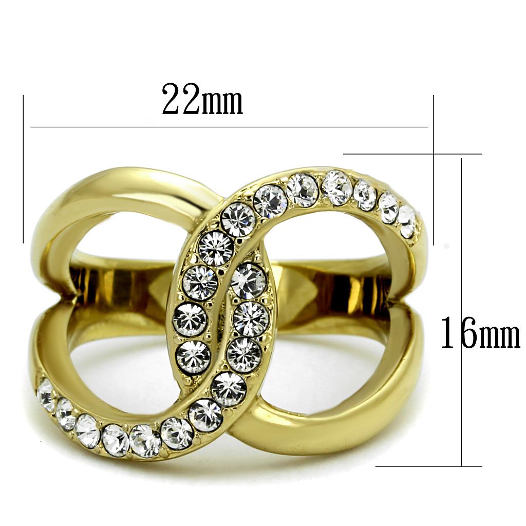 TK2253 - Two-Tone IP Gold (Ion Plating) Stainless Steel Ring with Top