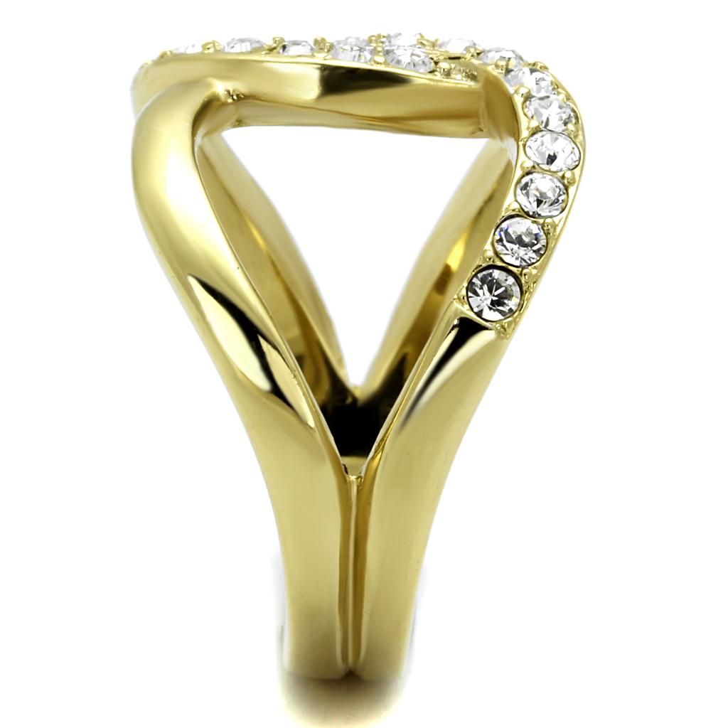 TK2253 - Two-Tone IP Gold (Ion Plating) Stainless Steel Ring with Top