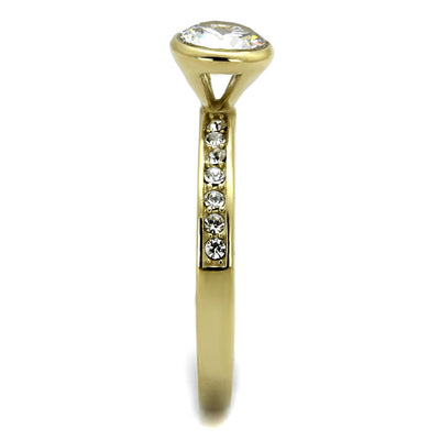 TK2254 - IP Gold(Ion Plating) Stainless Steel Ring with AAA Grade CZ