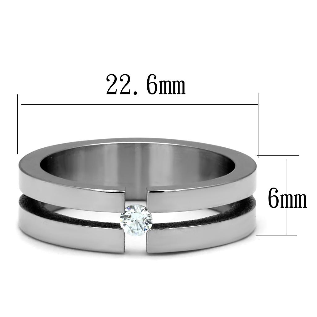 TK2412 - High polished (no plating) Stainless Steel Ring with AAA