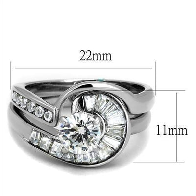 TK2617 - No Plating Stainless Steel Ring with AAA Grade CZ  in Clear