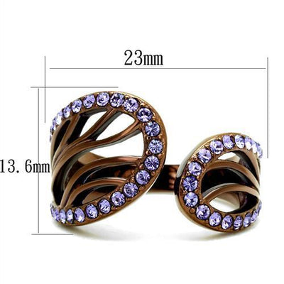 TK2755 - IP Coffee light Stainless Steel Ring with Top Grade Crystal