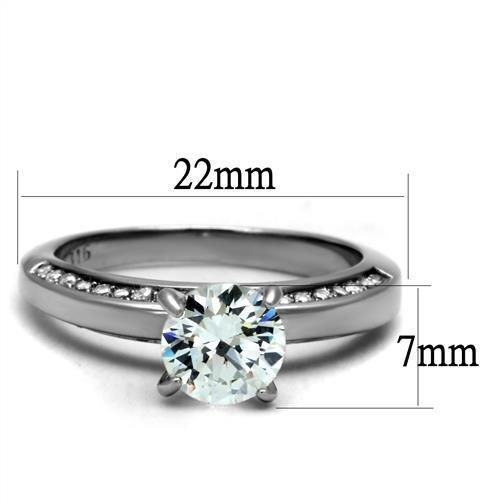 TK2864 - High polished (no plating) Stainless Steel Ring with AAA