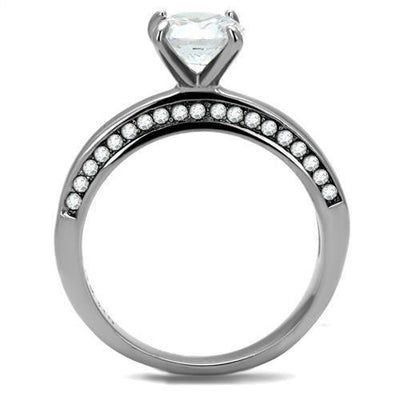 TK2864 - High polished (no plating) Stainless Steel Ring with AAA