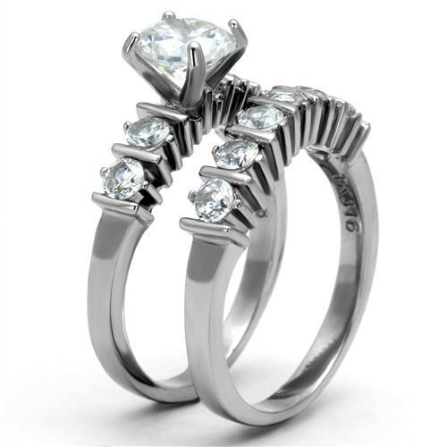 TK2869 - High polished (no plating) Stainless Steel Ring with AAA