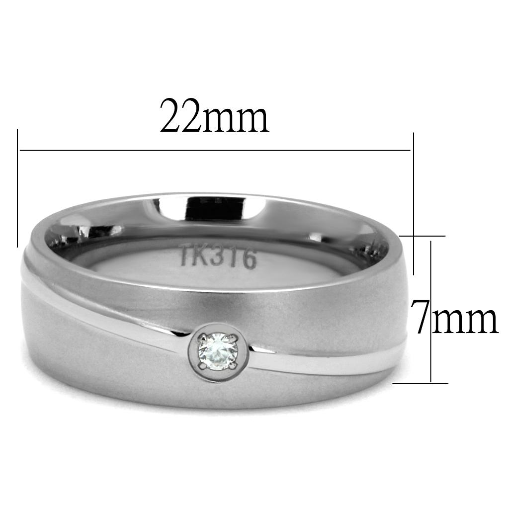 TK2931 - High polished (no plating) Stainless Steel Ring with AAA