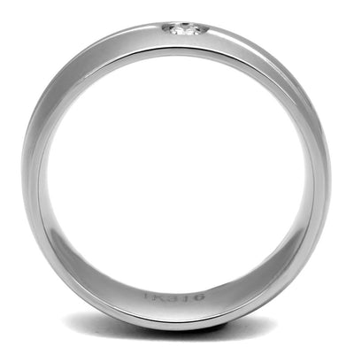 TK2931 - High polished (no plating) Stainless Steel Ring with AAA