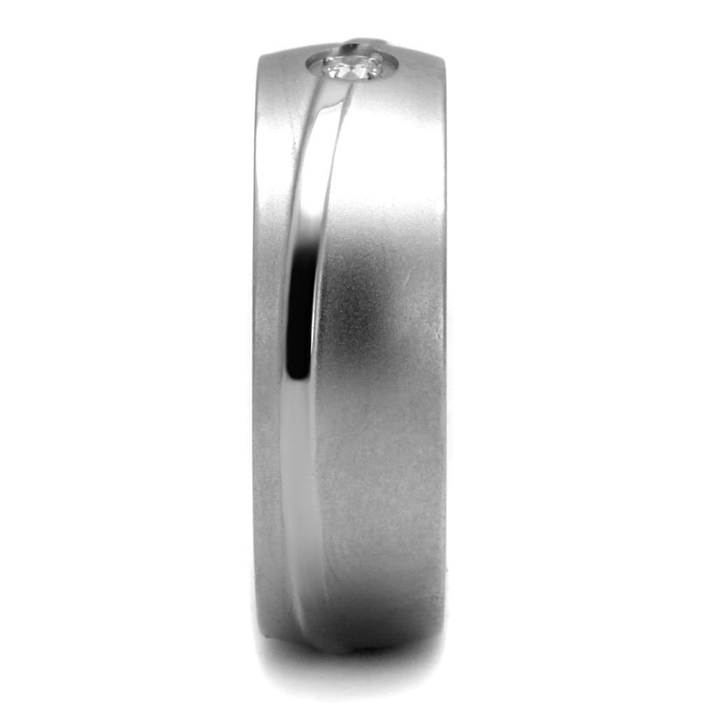 TK2931 - High polished (no plating) Stainless Steel Ring with AAA