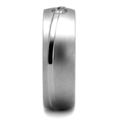 TK2931 - High polished (no plating) Stainless Steel Ring with AAA