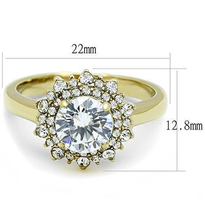 TK3035 - IP Gold(Ion Plating) Stainless Steel Ring with AAA Grade CZ