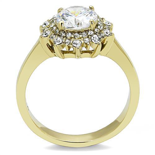 TK3035 - IP Gold(Ion Plating) Stainless Steel Ring with AAA Grade CZ