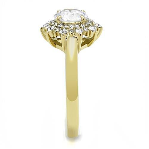 TK3035 - IP Gold(Ion Plating) Stainless Steel Ring with AAA Grade CZ