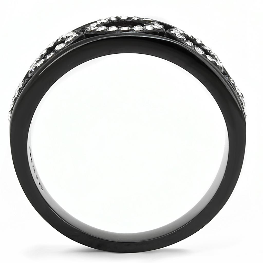 TK3046 - IP Black(Ion Plating) Stainless Steel Ring with Top Grade