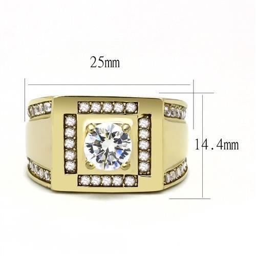 TK3079 - IP Gold(Ion Plating) Stainless Steel Ring with AAA Grade CZ