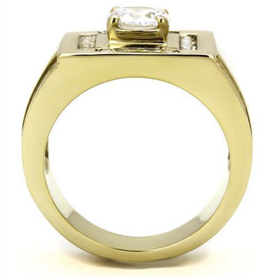 TK3079 - IP Gold(Ion Plating) Stainless Steel Ring with AAA Grade CZ