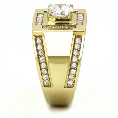 TK3079 - IP Gold(Ion Plating) Stainless Steel Ring with AAA Grade CZ